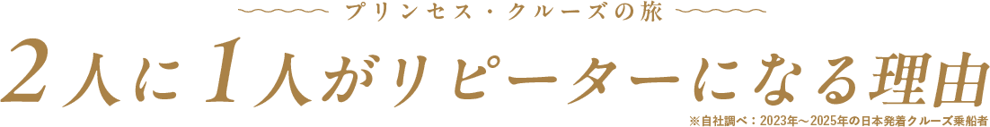 プリンセス・クルーズの旅 2人に1人がリピーターになる理由 ※自社調べ:2023年〜2025年の日本発着クルーズ乗船者